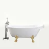Banheira De Ilha Vintage 170 X 80 Cm Com Pés Dourados E Torneira - Marigold