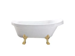 Banheira De Ilha Vintage 170 X 80 Cm Com Pés Dourados E Torneira - Marigold