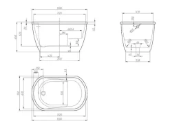 Banheira Oval Piccola - 1 Lugar - 240 L - 120*75*A65 Cm - Preta