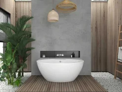Banheira Semi-Clássica Oval De 197 L Dimensoes 151 X 94 X 60 Cm Cor Branco Em Acrilico - Pagrus