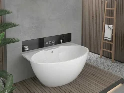 Banheira Semi-Clássica Oval De 197 L Dimensoes 151 X 94 X 60 Cm Cor Branco Em Acrilico - Pagrus