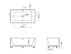 Banheira SemiClássica Retangular 202 L 150X75X58 Cm Branca Acrilica - Pikaia