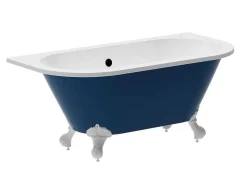 Banheira SemiClássica Retro Com Pés Estilo Pata De Agua, Azul Brilhante, 154 L, 150 X 74 X 61 Cm - Bolisa