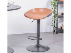 Banqueta Ajustavel Estofada Em Couro Sintetico - Denver - Bege