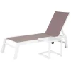 Barbados Espreguiçadeira E Mesa De Cabeceira Em Taupe Têxtilene - Aluminio Branco