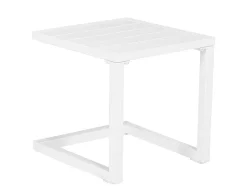 Barbados Espreguiçadeira E Mesa De Cabeceira Em Têxtilene Azul - Aluminio Branco