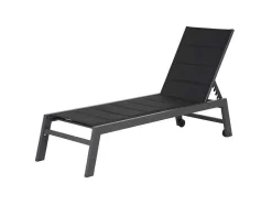 Barbados Espreguiçadeira Em Têxtileno Preto - Aluminio Cinzento Antracite