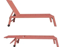 Barbados Espreguiçadeira Em Terracota Têxtilene - Terracota De Aluminio