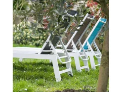 Barbados Espreguiçadeira Em Têxtilene Azul - Aluminio Branco
