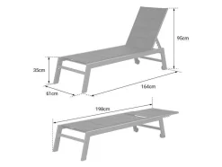 Barbados Espreguiçadeira Em Têxtileno Cinzento-Azul - Aluminio Antracite
