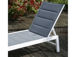 Barbados Espreguiçadeira Em Têxtileno Cinzento - Aluminio Branco