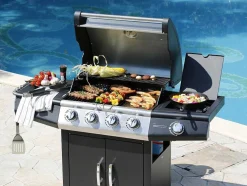 Barbecue A Gas Com 4 Bicos E 1 Fogao Lateral 143X54X115 Cm - Smoky