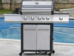Barbecue A Gas Com 4 Bicos, 1 Fogao Lateral E 1 Assador 148X56X121 Cm - Roasty