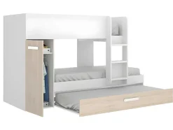Beliche Com Gaveta Cama Dupla E Com Espacos De Arrumação 3X90X190 Cm Cor Branco E Natural - Anthony