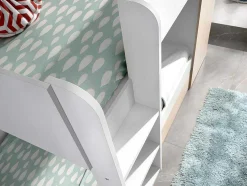 Beliche Com Gaveta Cama Dupla E Com Espacos De Arrumação 3X90X190 Cm Cor Branco E Natural - Anthony