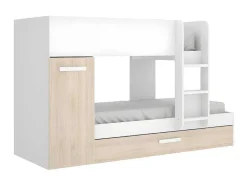 Beliche Com Gaveta Cama Dupla E Com Espacos De Arrumação 3X90X190 Cm Cor Branco E Natural - Anthony