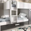 Beliche Com Gaveta Cama Dupla E Com Espacos De Arrumação 3X90X190 Cm Cor Antracite E Branco + Colchões - Anthony