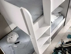 Beliche Com Gaveta Cama Dupla E Com Espacos De Arrumação 3X90X190 Cm Cor Antracite E Branco + Colchões - Anthony