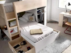Beliche Reversivel De 2 X 90 X 190 Cm Com Espacos De Arrumação Integrados Cor Carvalho E Branco - Ricardo