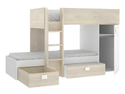Beliche Reversivel De 2 X 90 X 190 Cm Com Espacos De Arrumação Integrados Cor Carvalho E Branco - Ricardo