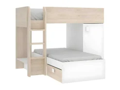Beliche Reversivel De 2 X 90 X 190 Cm Com Espacos De Arrumação Integrados Cor Carvalho E Branco - Ricardo