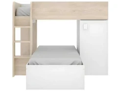 Beliche Reversivel De 2 X 90 X 190 Cm Com Espacos De Arrumação Integrados Cor Carvalho E Branco - Ricardo