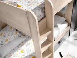 Beliche Reversivel De 2 X 90 X 190 Cm Com Espacos De Arrumação Integrados Cor Carvalho E Antracite - Ricardo