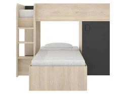 Beliche Reversivel De 2 X 90 X 190 Cm Com Espacos De Arrumação Integrados Cor Carvalho E Antracite - Ricardo