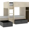 Beliche Reversivel De 2 X 90 X 190 Cm Com Espacos De Arrumação Integrados Cor Carvalho E Antracite + Colchão - Ricardo