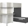 Beliche 2 X 90 X 190 Cm Com Secretária Cinzento, Branco E Preto + Colchão - Samuel