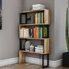Biblioteca Com 3 Prateleiras Em Metal Natural Claro E Preto - Roveni