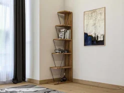 Biblioteca Com 5 Prateleiras Natural E Preto - Delory