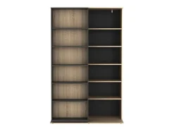 Biblioteca De Correr Com 18 Nichos Natural E Antracite - Prali