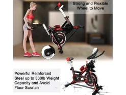 Bicicleta De Exercicio Estacionaria Para Ciclismo De Interior Com Volante De Transmissao Por Correia 8Kg