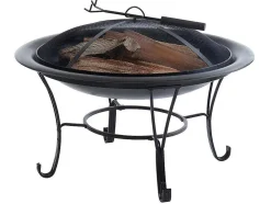 Braseiro De Jardim Redondo Em Aco Mizar - D.75 Cm X A.55 Cm - Preto