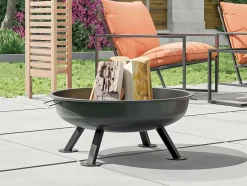Braseiro De Jardim Redondo Em Aco Rigel - D.56 Cm X A.24 Cm - Preto