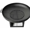Brasero De Jardin Avec Couvercle Et Rangement En Acier Noir