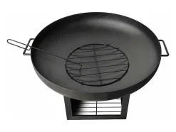 Brasero De Jardin Avec Couvercle Et Rangement En Acier Noir