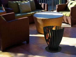 Brasero De Jardin Circulaire En Acier Inoxydable Noir