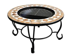 Brasero De Jardin Incluant Un Barbecue En Carreaux De Ceramique Blanc