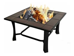 Brasero De Jardin Incluant Un Barbecue En Carreaux De Ceramique Noir