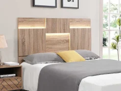 Cabeceira De Cama 170 Cm, Com Leds, Mdf Natural - Novaria