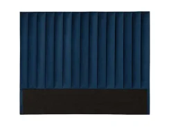 Cabeceira De Cama Com Costuras Verticais De 140 Cm Em Veludo Cor Azul-Escuro - Sarah
