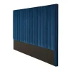 Cabeceira De Cama Com Costuras Verticais De 160 Cm Em Veludo Cor Azul-Escuro - Sarah