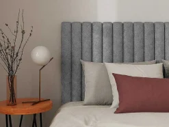 Cabeceira De Cama Com Costuras Verticais 200 Cm Tecido Cinza - Sarah