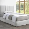 Cabeceira De Cama Com Espaco De Arrumação 160 Cm Tecido Cinza-Claro E Natural - Siveri
