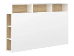 Cabeceira De Cama Com Espacos De Arrumação De 160 Cm Em Branco E Carvalho - Nastia