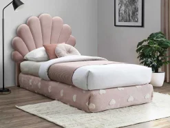 Cabeceira De Cama Concha 120 Cm Veludo Cor-De-Rosa - Moana