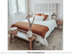Cabeceira De Cama Estofada Francesco - 140 Cm - Tecido - Bege