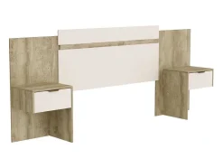 Cabeceira De Cama Extensivel Com Mesas De Cabeceira 140/160 Cm Cor Natural E Marfim - Parati